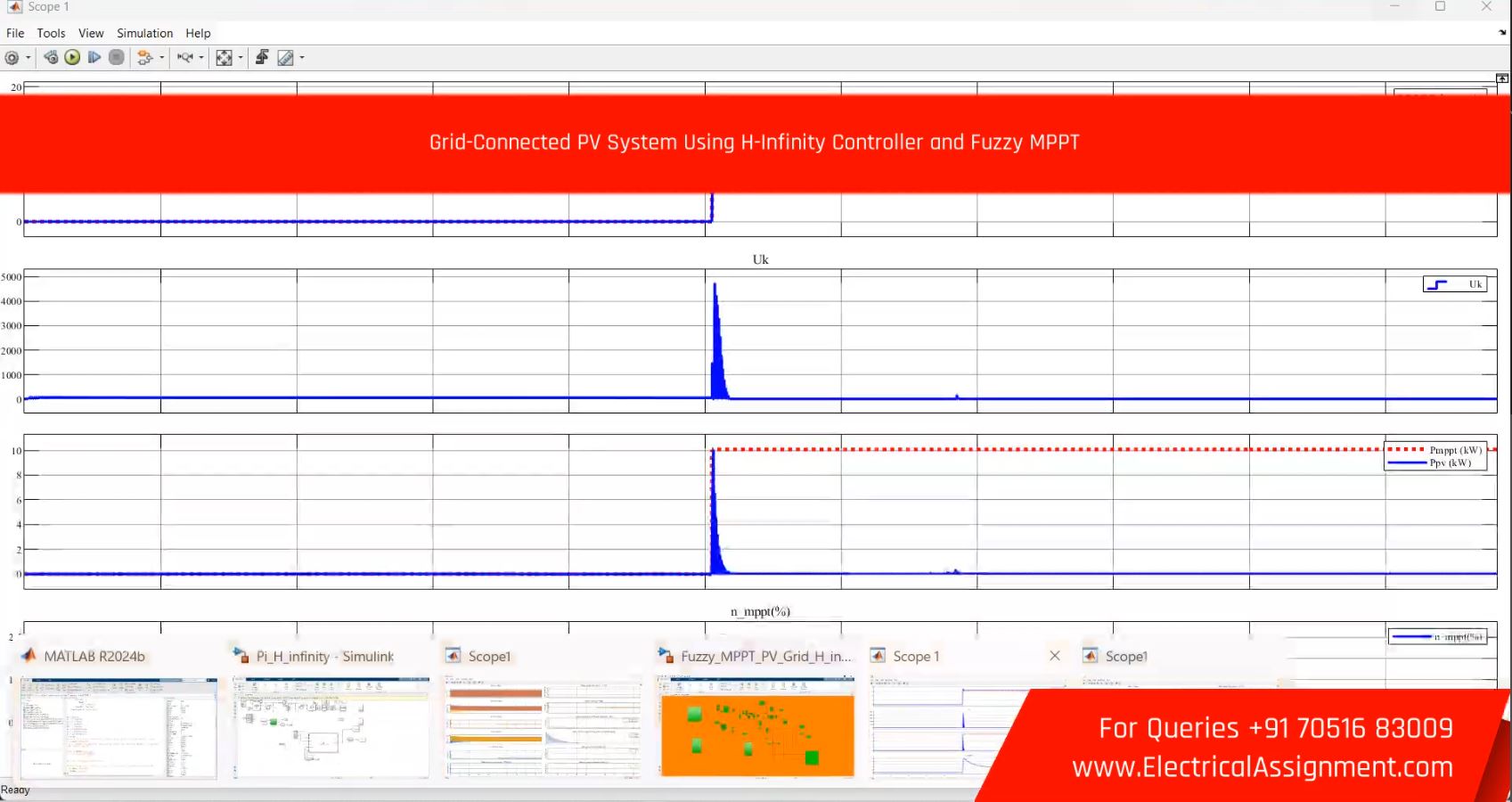 Grid PV System with Fuzzy Controller MPPT Controller Simulink Simulation screenshot 3